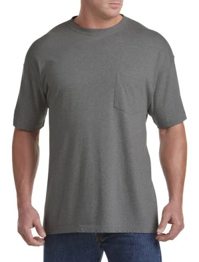 Harbor Bay By Dxl Moisture-wicking Pocket T-shirt In Med Grey Hthr