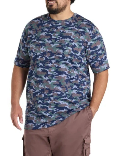 Harbor Bay By Dxl Big & Tall Moisture-wicking Printed Pocket T-shirt In Multi