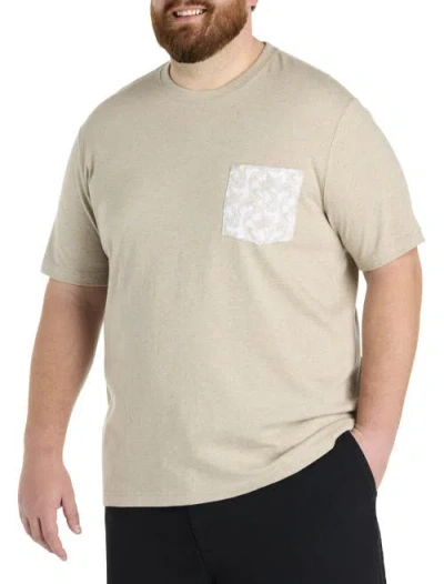 Harbor Bay By Dxl Big & Tall Moisture-wicking Printed Pocket T-shirt In Peyote Heather