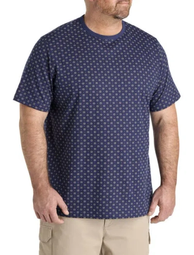 Harbor Bay By Dxl Big & Tall Moisture-wicking Star Print T-shirt In Peacoat