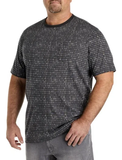 Harbor Bay By Dxl Big & Tall Moisture-wicking Striped Pocket T-shirt In Caviar
