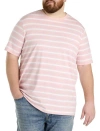 Harbor Bay By Dxl Big & Tall Moisture-wicking Striped T-shirt In Silver Pink