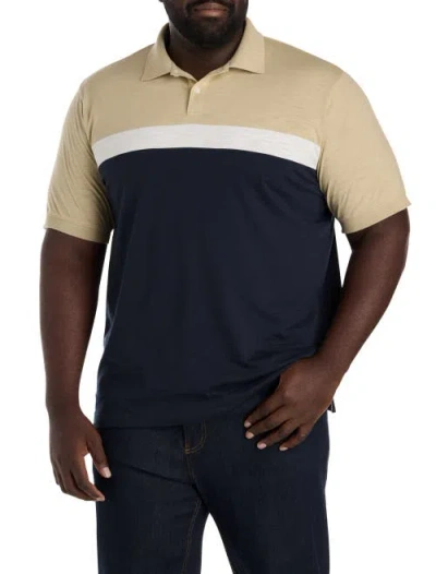 Harbor Bay By Dxl Big & Tall Neutral Striped Polo Shirt In Blue