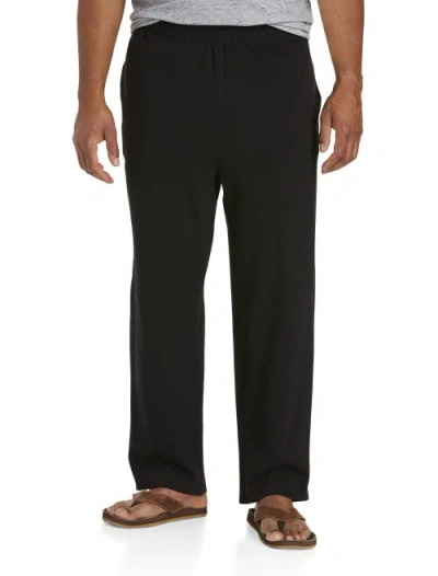Harbor Bay By Dxl Big & Tall Open-hemmed Jersey Pants In Black