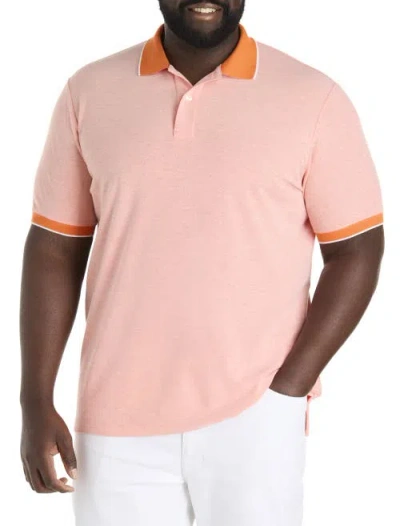 Harbor Bay By Dxl Big & Tall Oxford Tipped Polo Shirt In Orange
