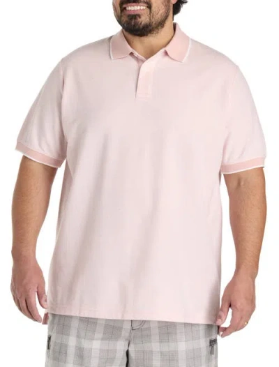 Harbor Bay By Dxl Big & Tall Oxford Tipped Polo Shirt In Pink