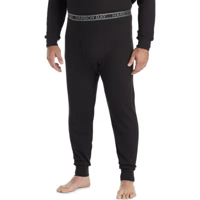 Harbor Bay By Dxl Big & Tall Performance Waffle-knit Thermal Bottoms In Black