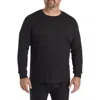 Harbor Bay By Dxl Big & Tall Performance Waffle-knit Thermal Crewneck Shirt In Black
