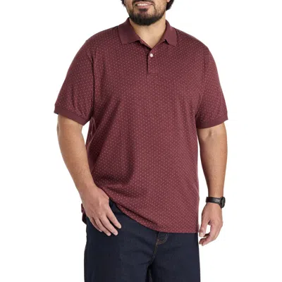 Harbor Bay By Dxl Big & Tall Pin Dot Printed Polo Shirt In Burgundy