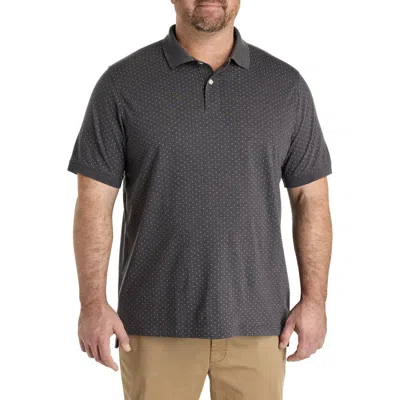Harbor Bay By Dxl Big & Tall Pin Dot Printed Polo Shirt In Grey Heather