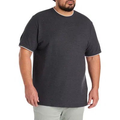 Harbor Bay By Dxl Big & Tall Piqué Crewneck T-shirt In Black