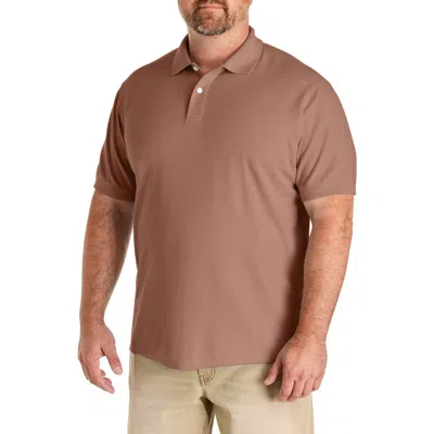 Harbor Bay By Dxl Big & Tall Piqué Polo Shirt In Brown
