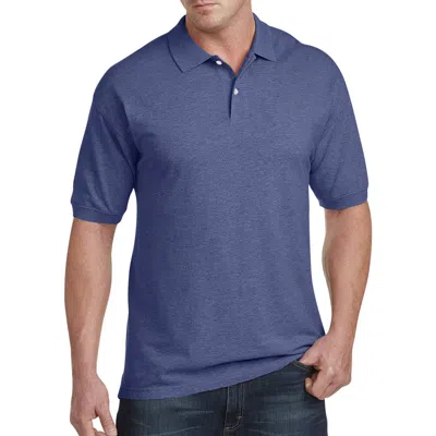 Harbor Bay By Dxl Big & Tall Piqué Polo Shirt In Deep Indigo Heather