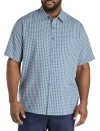 Harbor Bay By Dxl Big & Tall Plaid Microfiber Sport Shirt In Blue