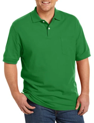 Harbor Bay By Dxl Big & Tall Pocket Piqué Polo Shirt In Green