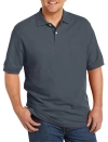 Harbor Bay By Dxl Big & Tall Pocket Piqué Polo Shirt In Blackened Pearl