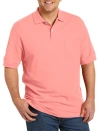 Harbor Bay By Dxl Big & Tall Pocket Piqué Polo Shirt In Peach Amber