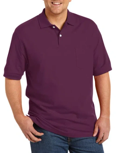 Harbor Bay By Dxl Big & Tall Pocket Piqué Polo Shirt In Potent Purple