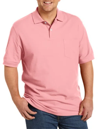 Harbor Bay By Dxl Big & Tall Pocket Piqué Polo Shirt In Rose Elegance
