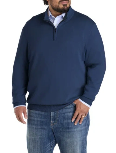 Harbor Bay By Dxl Big & Tall Quarter-zip Pullover Sweater In Blue