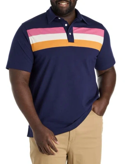 Harbor Bay By Dxl Big & Tall Retro Striped Polo Shirt In Navy