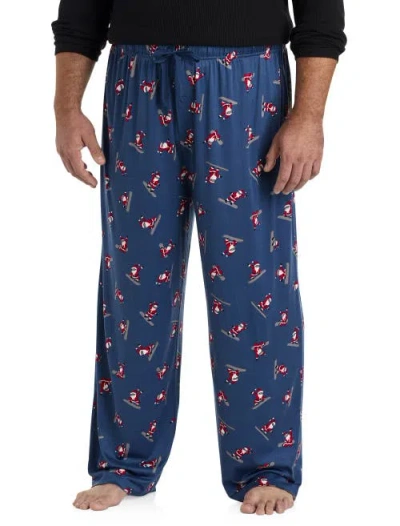 Harbor Bay By Dxl Big & Tall Santa Printed Lounge Pants In Blue