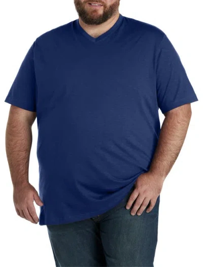 Harbor Bay By Dxl Slub Knit V-neck T-shirt In Blue Depths