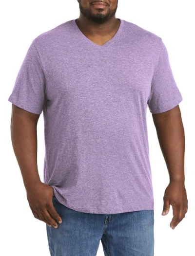 Harbor Bay By Dxl Big & Tall Slub Knit V-neck T-shirt In Lilac Breeze Heather