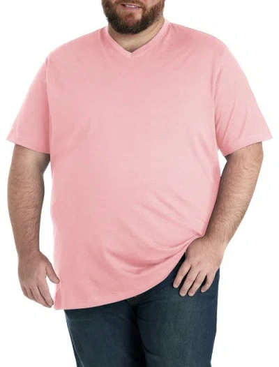 Harbor Bay By Dxl Big & Tall Slub Knit V-neck T-shirt In Silver Pink