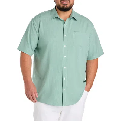 Harbor Bay By Dxl Big & Tall Small Plaid Microfiber Sport Shirt V2 In Green