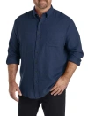 Harbor Bay By Dxl Big & Tall Solid Flannel Sport Shirt In Multi