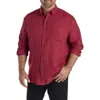 Harbor Bay By Dxl Big & Tall Solid Flannel Sport Shirt In Red
