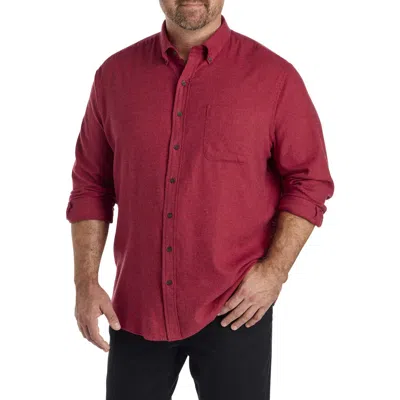 Harbor Bay By Dxl Big & Tall Solid Flannel Sport Shirt In Red