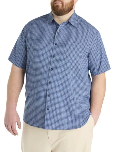 Harbor Bay By Dxl Big & Tall Striped Microfiber Sport Shirt In Blue
