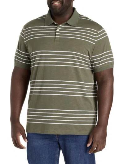 Harbor Bay By Dxl Big & Tall Striped Polo Shirt In Black