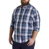 Harbor Bay By Dxl Big & Tall Tonal Plaid Sport Shirt In Blue Multi