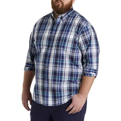 Harbor Bay By Dxl Big & Tall Tonal Plaid Sport Shirt In Blue Multi