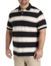 Harbor Bay By Dxl Big & Tall Tonal Striped Rugby Polo Shirt In Black