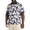 Harbor Bay By Dxl Big & Tall Tropical Leaves Printed Polo Shirt In Pink