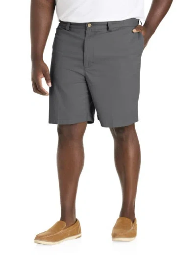Harbor Bay By Dxl Big & Tall Waist-relaxer Cotton Shorts In Charcoal