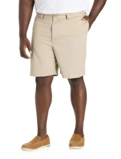 Harbor Bay By Dxl Big & Tall Waist-relaxer Cotton Shorts In Khaki