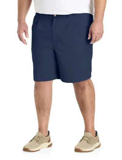 Harbor Bay By Dxl Big & Tall Waist-relaxer Pleated Shorts In Navy
