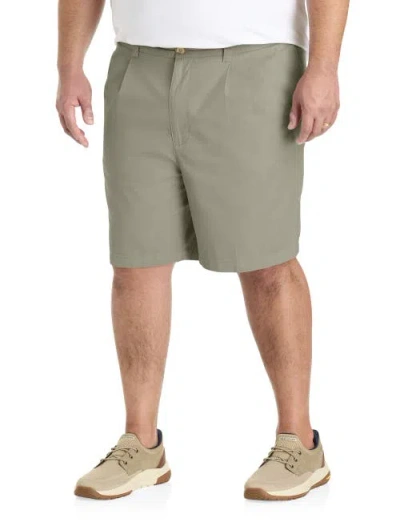 Harbor Bay By Dxl Big & Tall Waist-relaxer Pleated Shorts In Olive