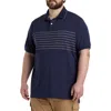 Harbor Bay By Dxl Harbor Bay Chest-striped Polo Shirt In Blue Grey