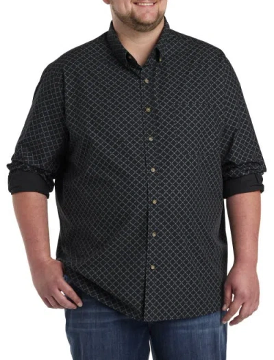 Harbor Bay By Dxl Easy-care Geometric Print Sport Shirt In Black