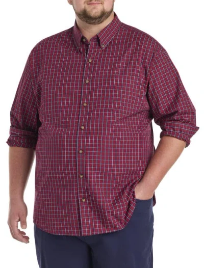 Harbor Bay By Dxl Easy-care Small Plaid Sport Shirt In Red Multi
