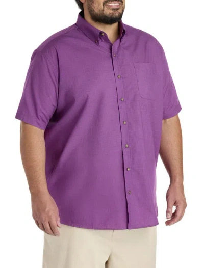 Harbor Bay By Dxl Easy-care Solid Sport Shirt In Purple