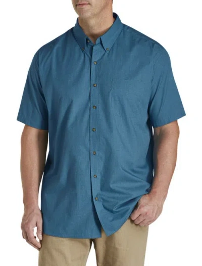 Harbor Bay By Dxl Easy-care Solid Sport Shirt In Blue