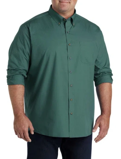 Harbor Bay By Dxl Easy-care Solid Sport Shirt In Trekking Green Hther