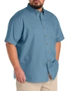 Harbor Bay By Dxl Easy-care Solid Sport Shirt In Blue